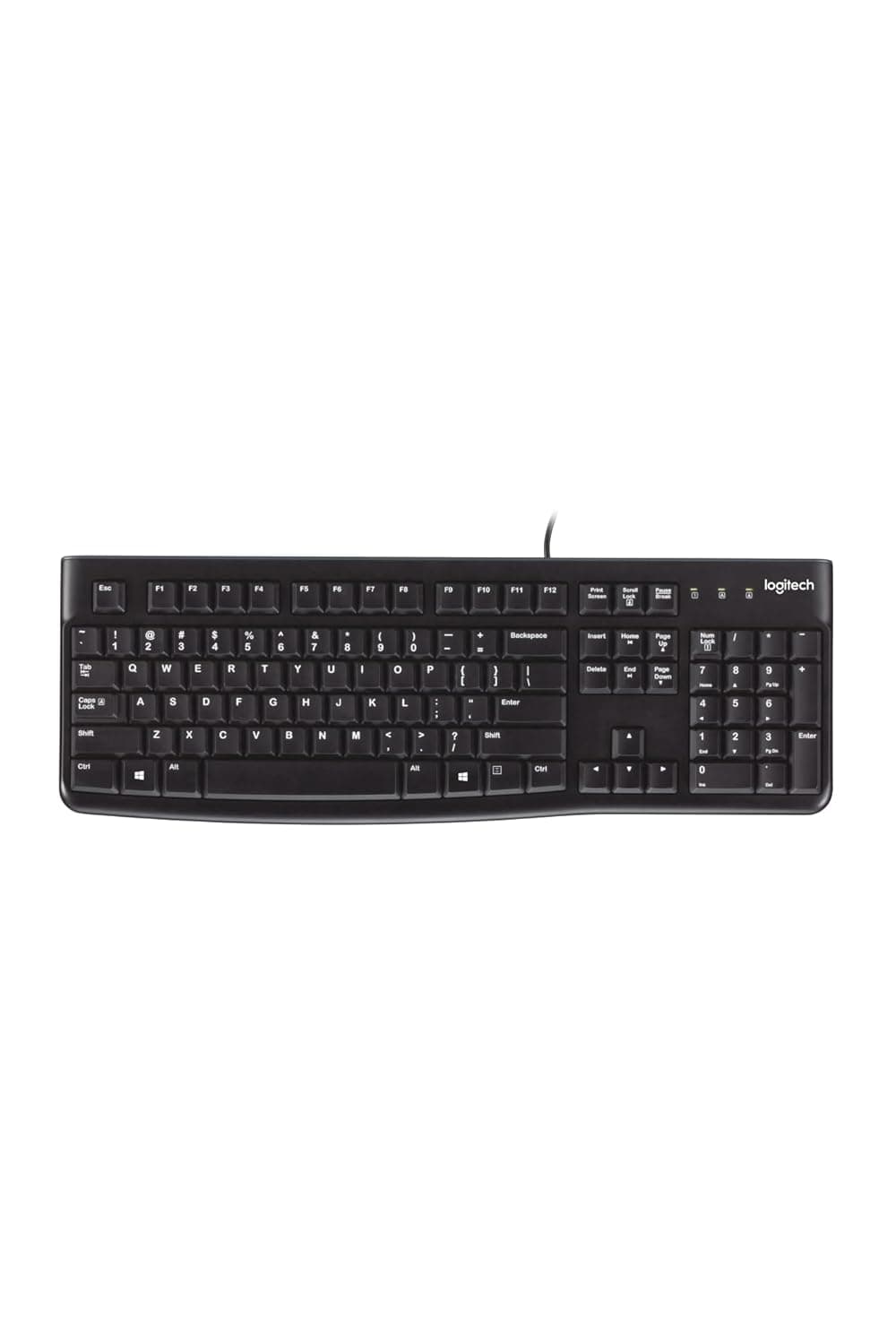 Logitech K120 Wired Keyboard for Windows, USB Plug-and-Play, Full-Size, Spill-Resistant, Curved Space Bar, Compatible with PC, Laptop