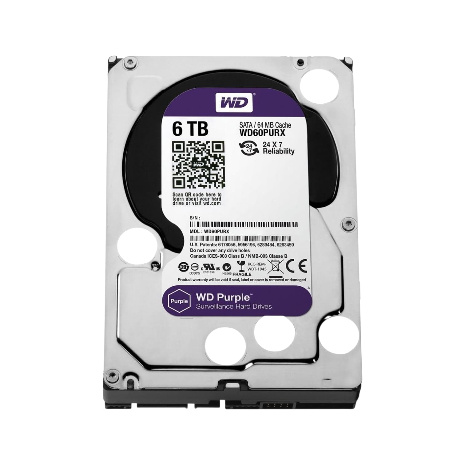WD 6TB Purple Surveillance Internal Hard Drive, WD64PURZ-74BWUY0
